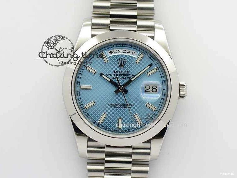 1:1 Bracelet Day-Date Dial Ice Noob Edition A3255 40mm SS on 228206 SS Textured Blue Best 0405